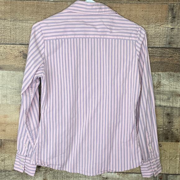 Boden Ruffle Front Button Up Long Sleeve Blouse Top Pink Striped Size US 6 UK 10 - Picture 6 of 8